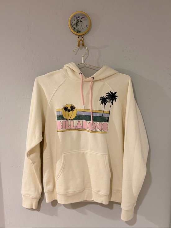Billabong Tops - Billabong Cream Hoodie with Pink Drawstrings